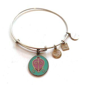 Alex and Ani The Way Home Expandable Shiny Silver Bangle Bracelet Green